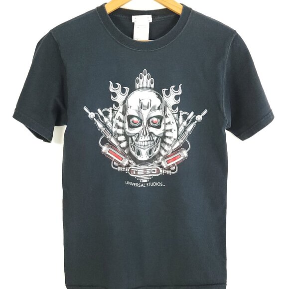 Terminator 2 T2 3D Graphic T-Shirt Mens Small Universal Studios Black Distressed - Picture 1 of 11